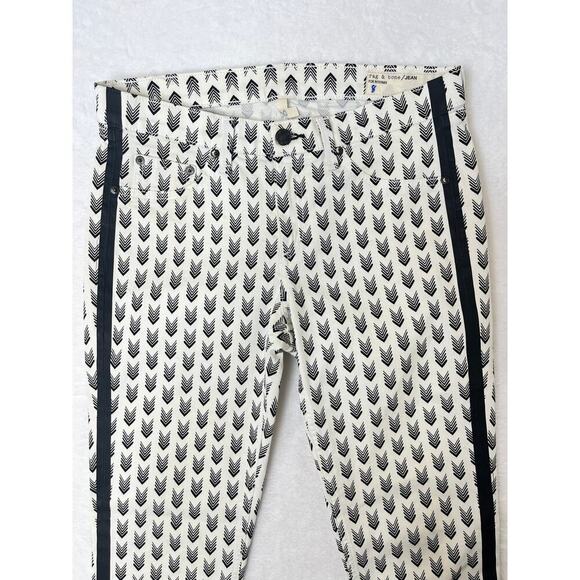 Rag & Bone For Intermix White/Black Arrow Tuxedo Stripe Boho Hipster sz 29 - Picture 3 of 12